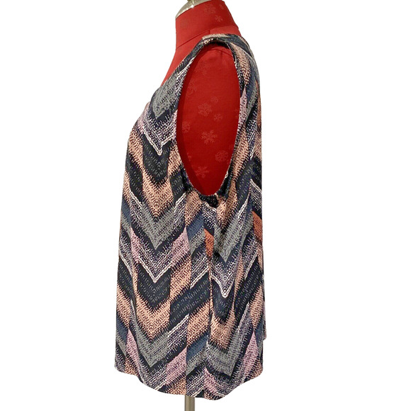 Jones Studio Sleeveless Tank Top Blouse Multicolor Black Peach Pink XL Stretch - Picture 3 of 9